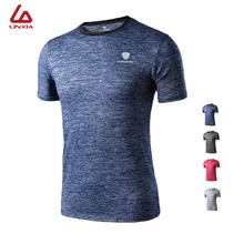 Новая мужская Спортивная футболка для фитнеса с коротким рукавом, высококачественные дышащие компрессионные рубашки, Спортивная футболка для бега, футболка для активного отдыха