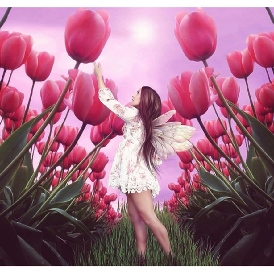 

Tulip flower fairy 3D Diamond Painting Cross Stitch Pattern 5D Diamond Embroidery Mosaic Resin Full Drill Home Decor DIY 851