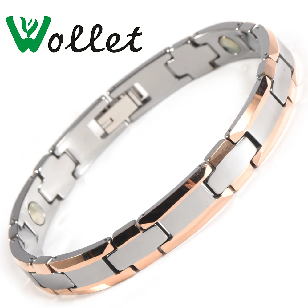 Ювелирные изделия Wollet, 99.999% германий, вольфрам, магнитный браслет для женщин и мужчин, CZ камень, металлический, золотой цвет, исцеляющая энергия
