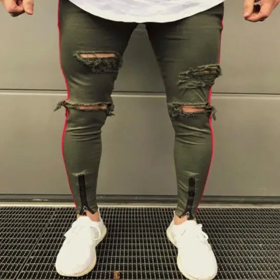 Отверстие вышитые джинсы для женщин тонкий для мужчин мотобрюки Новый 2019 Мужчин's повседневное тонкие летние джинсовые штаны классически