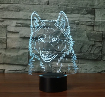 

[Seven Neon]free Shipping wolf Acrylic 7Colors Desk Lamp 3D Lamp Novelty Led Night Light Millennium Falcon Light