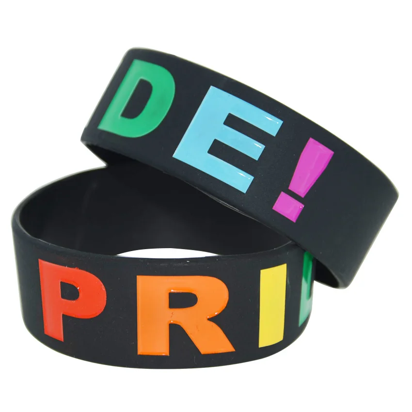 25pcs/lot Gay Pride Rainbow Colour Logo Silicone Debossed Filled in Wristband Bracelet |