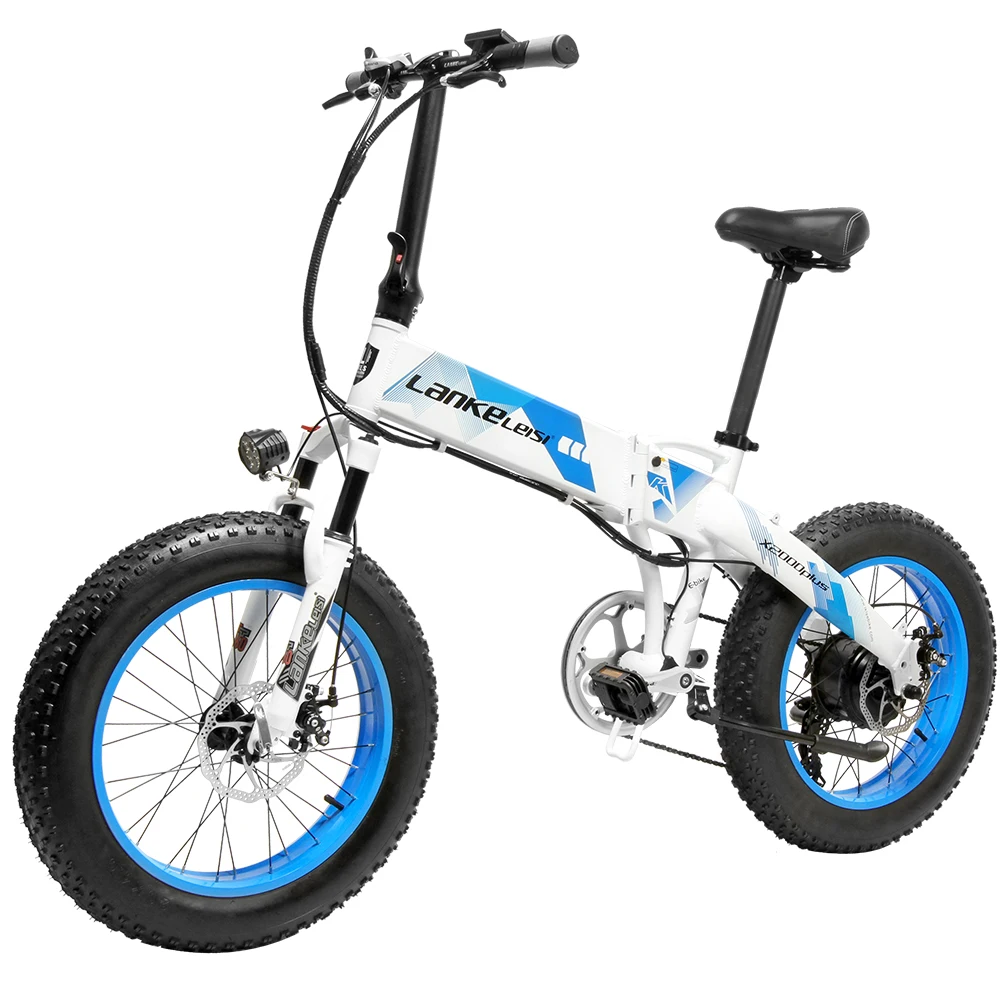 Top Lankeleisi X2000 Electric Spokes wheel E-Bike Fat Tire E-bike 7 Speeds Foldable 500W Motor 48V 12A Lithium Battery 1