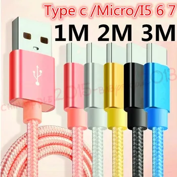 

USB C Type C Cable fast speed micro V8 1m 2m 3m braided alloy usb cable for samsung s7 s8 s9 note 8 htc phone 7 8 x
