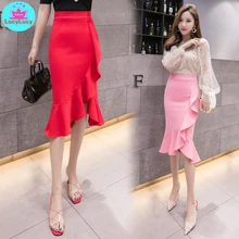 Летняя модная сексуальная женская новая сумка бедра юбка стрейч тонкая юбка средней длины рыбий хвост юбка империя труба/Русалка