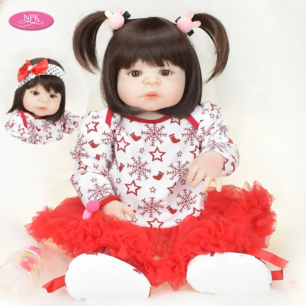 

NPK 55CM Full Silicone Reborn Baby Doll Educational Toys for Girls Realistic Newborn Babeis Princess Reborn Toddler Bathe Toys