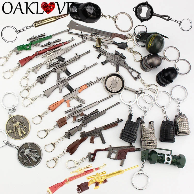 PUBG 98K AWM M24 Sniper Rifle Keychain Weapon Model Metal Pendants Gun Bullet Helmet Pan Key Chains Keyring Holder | Украшения и