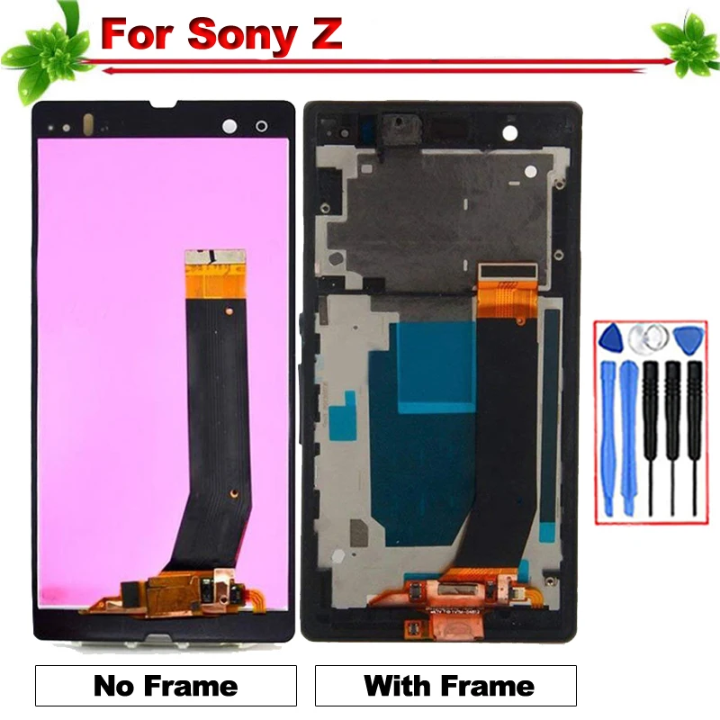 Tested for SONY Z LCD Display Touch Screen Digitizer Assembly Sony L36h L36i C6606 C6603 C6602 Lcd With Frame | Мобильные телефоны