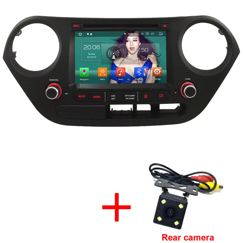 Radio x Rear Camera KLYDE 7" Android 8.0 4G WIFI Octa Core PX5 4GB RAM 32GB ROM Car DVD Multimedia Player Radio Stereo For Hyundai I10 LHD 2013 - Цвет: Radio x Rear Camera