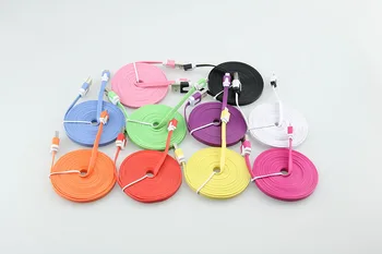 

3M 10ft Colorful noodle Charging USB Data Sync Cable For iPhone X 8G 5g 6g 7 Plus For iPad mini ipod nano 7 For IOS 100pcs/lot