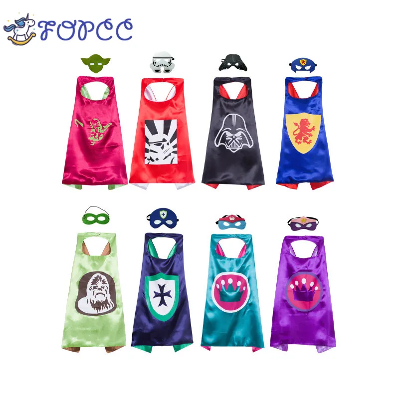 

Super hero cape (1 cape + 1 mask) Star Halloween toy for kids superman and spider man Iron Man Batman Masks of the cloak
