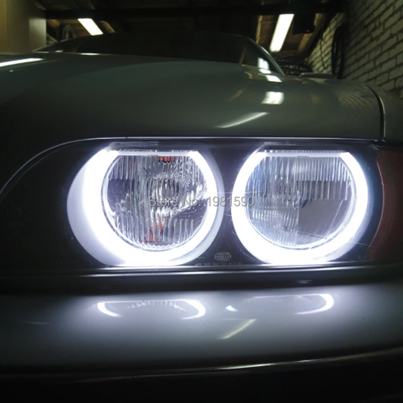 Farol de Led tipo Anjo Branco + Amarelo Smd para Bmw Luz de Algodão sem Erro Hopstyling Dupla E39 E46 Projetor Cor E36 E38 8 Hopstyling farol de led tipo anjo, cor