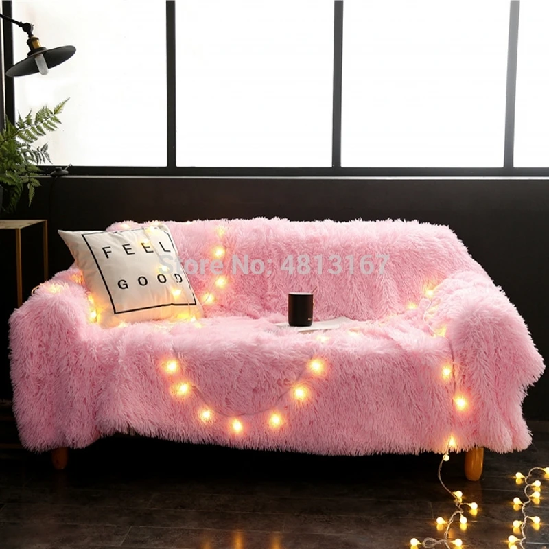 

2019 blanket Soft Long Shaggy Throw Blanket Bed Cover Sofa/Bed/ Couch Blanket Fluffy Warm Winter Solid Color for Kids Adults