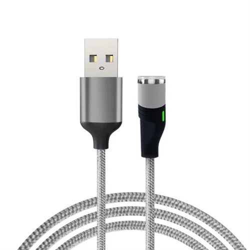 VOXLINK 1 м светодиодный магнитный USB кабель для iPhone Xs 6 и USB TypeC кабель и Micro USB нейлоновая оплетка для samsung Xiaomi huawei USB C - Цвет: Silver Cable no Plug