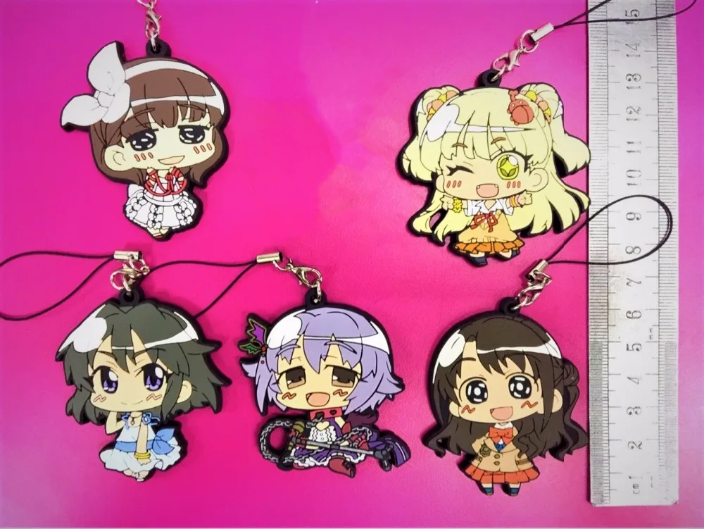G557 5pcslot The idolm ster Anastacia Original Japanese anime figure rubber Silicone mobile phone charms keychain strap