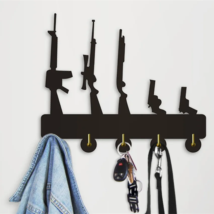 1Piece Gun Family Wall Art Decor Wall Hooks For Bag Clothing Towel Arms