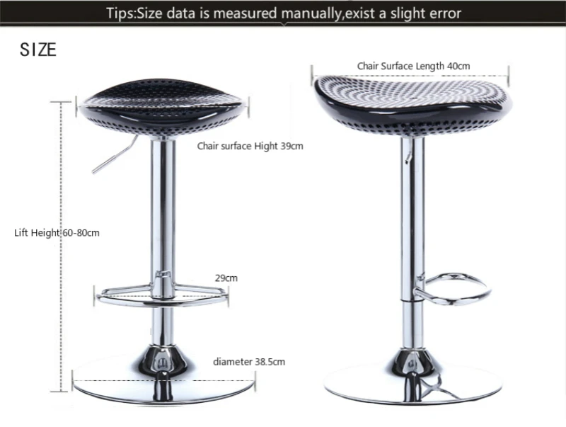 Continental Bar Chair Lifting High Stool Modern Household Rotatable Chair High Strength PVC Materials Plating Metal Technology