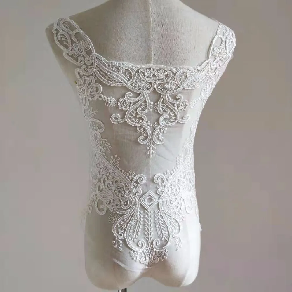 

Big Embroidery Lace Fabric Back D AppliqueAccessories Handmade DIY Material Wedding Decoration Lace Flower 1piece