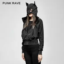 Панк рейв женская новая модная панк Рок куртка готическая Черная летучая мышь Свободная куртка с капюшоном Повседневная Женская Повседневная куртка с длинным рукавом пальто