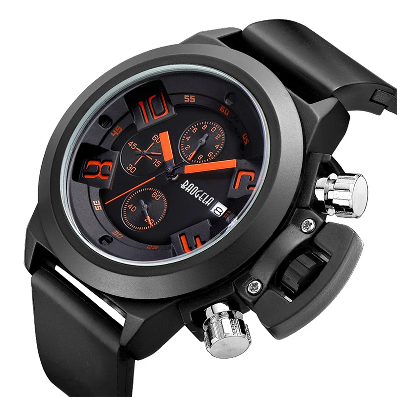 Baogela mode hommes montres меню кварцевый Спортивный Хронограф Montre Homme Relogio Masculino силиконовый Montre-браслет pour Homme horlo