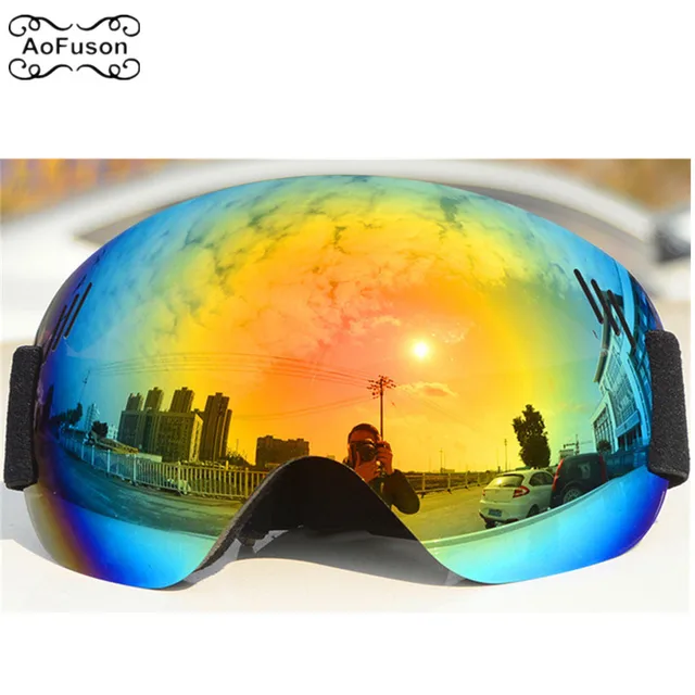 US $9.23 Ski Goggle UV400 Big Spherical Large field of view Snowboard Snowmobile Snow Glasses Single Layer F
