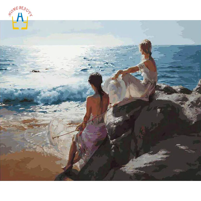 

Diy digital acrylic paint paintings seascape picture modular coloring by number on canvas home decoratives wall painting YA106