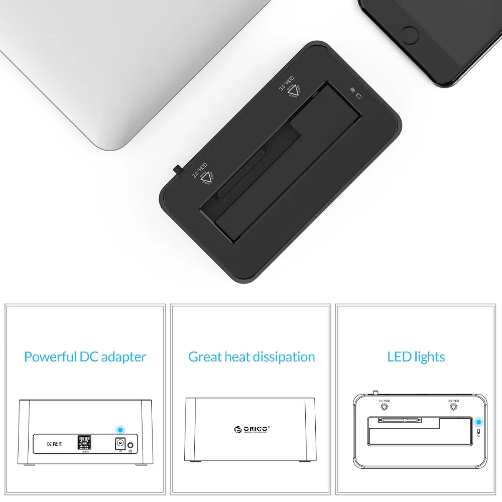 hdd external box 3.5 ORICO SATA to USB 3.0 Hard Drive Docking Station for 2.5''/ 3.5" SSD HDD Enclosure for External HDD Case With 12V Power Adapter internal hard disk case