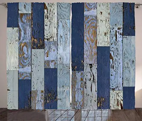 Wood Print Curtains Old Rough Wooden Planks With Weathered Look