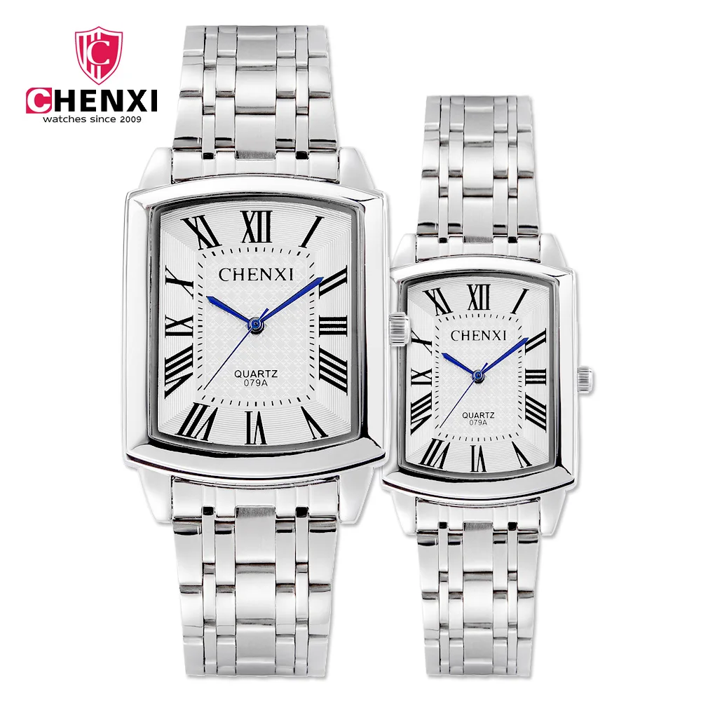 Silver Square Couple Watches Women Men Romantic Elegant Casual Lover's Watch Roman Numeral Stainless Steel Waterproof Gift Clock Silver Square Couple Watches Women Men Romantic Elegant Casual Lover's Watch Roman Numeral Stainless Steel Waterproof Gift Clock