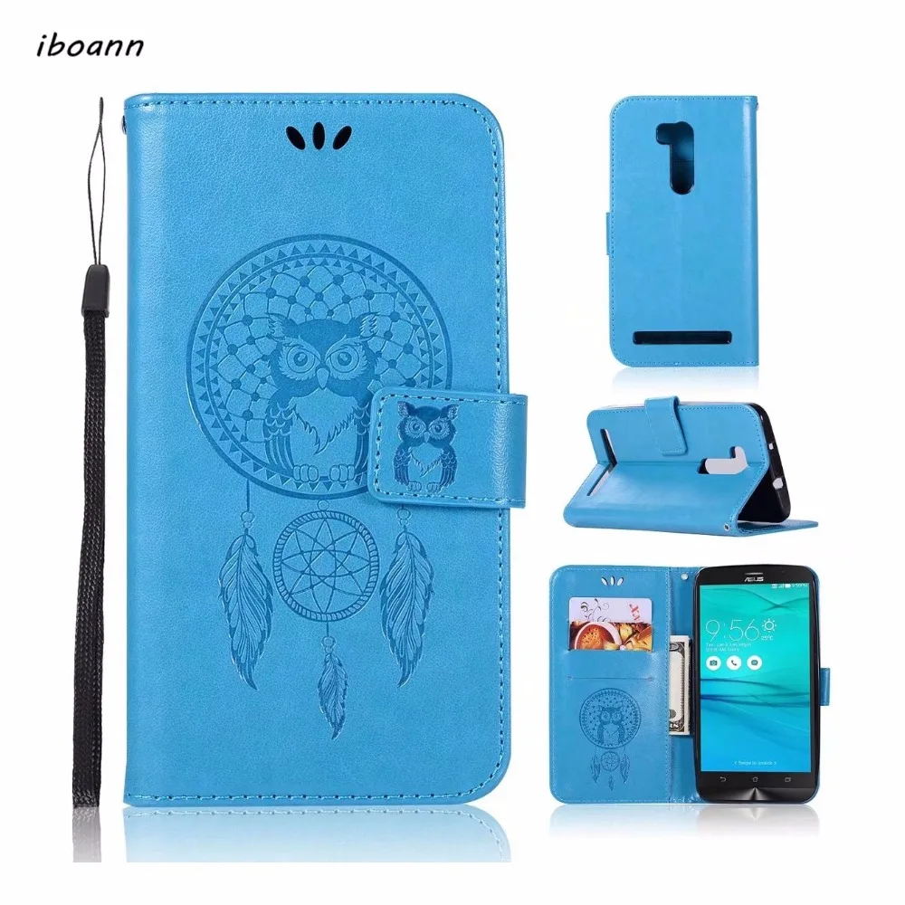 

iboann dream catcher owl PU Leather stand Case for Asus Zenfone GO ZC500TG ZB551KL 5.0 5.5 phone cases cover