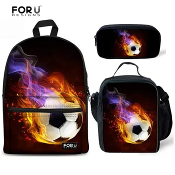 

FORUDESIGNS Teenager School Bags for Girls 3D Foot Ball Printing 3PCS Set School Backpack Orthopedic Schoolbag Students Bookbag