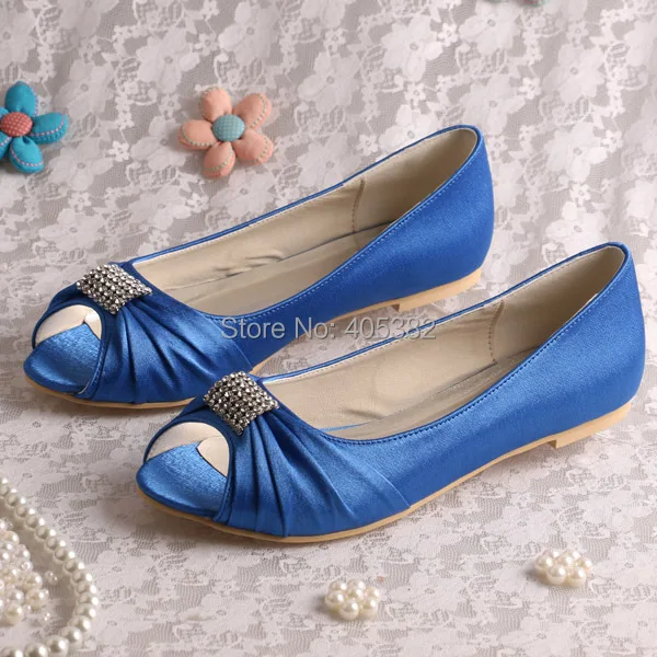 ФОТО Blue Ladies Fancy Flat Peep Toes Shoes for Wedding Large Size 10 