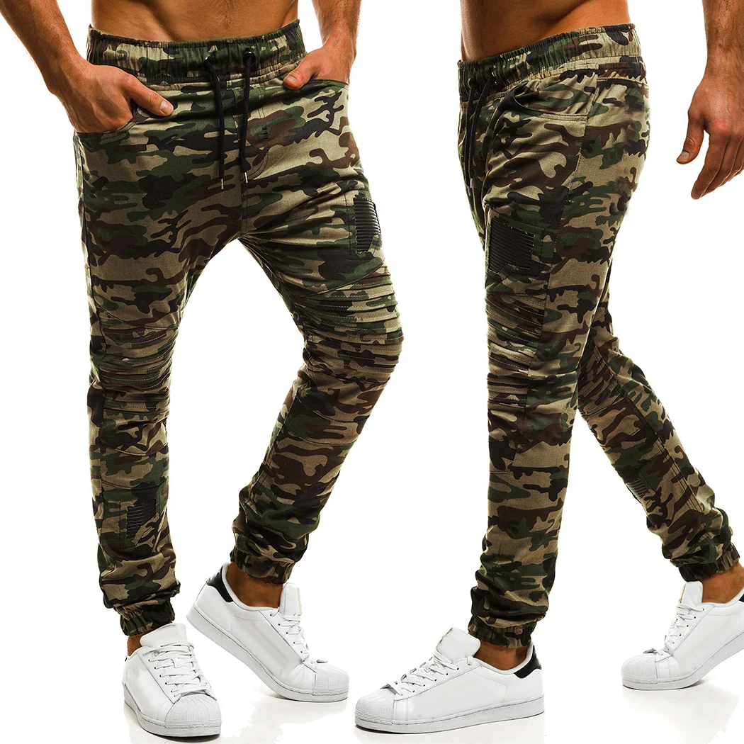 Men Pants Camouflage Slim Fit Joggers Hip Hop Fitness Sweatpant Male