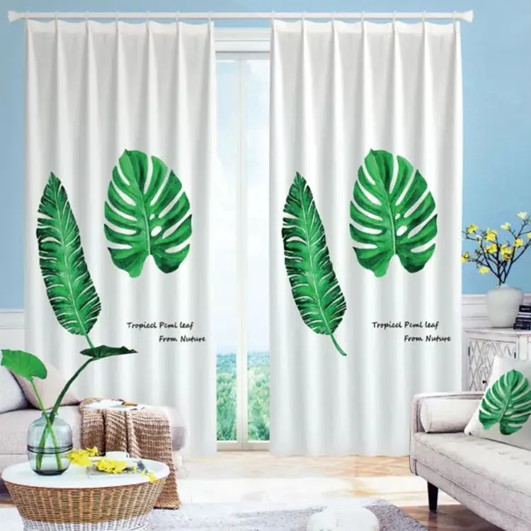 

Window 3D Curtain Leaves Living Room Modern Home Goods Window Treatments Polyester Printed 3d Curtains For Bedroom