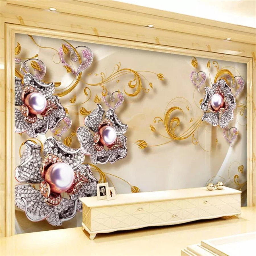 Beibehang Custom Wallpaper 3d High-definition Jewelry Diamond Gold-plated  Silver Romantic Flowers Background Wall Paper 3d Mural - Wallpapers -  AliExpress