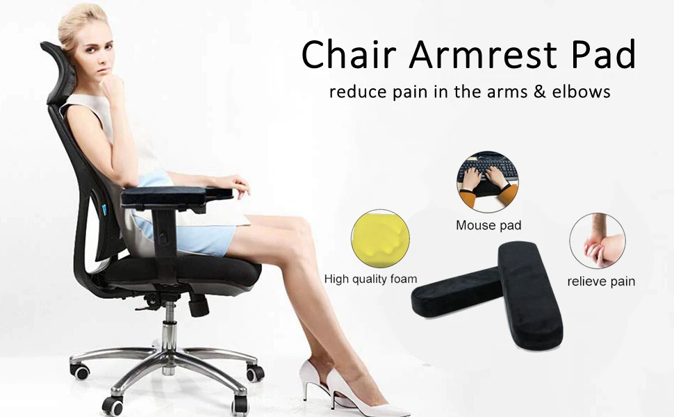 Us 9 81 14 Off 2 Pack Ergonomic Memory Foam Office Chair Armrest Pads Comfy Gaming Chairs Arm Rest Cushion For Elbows Forearms Pressure Relief In