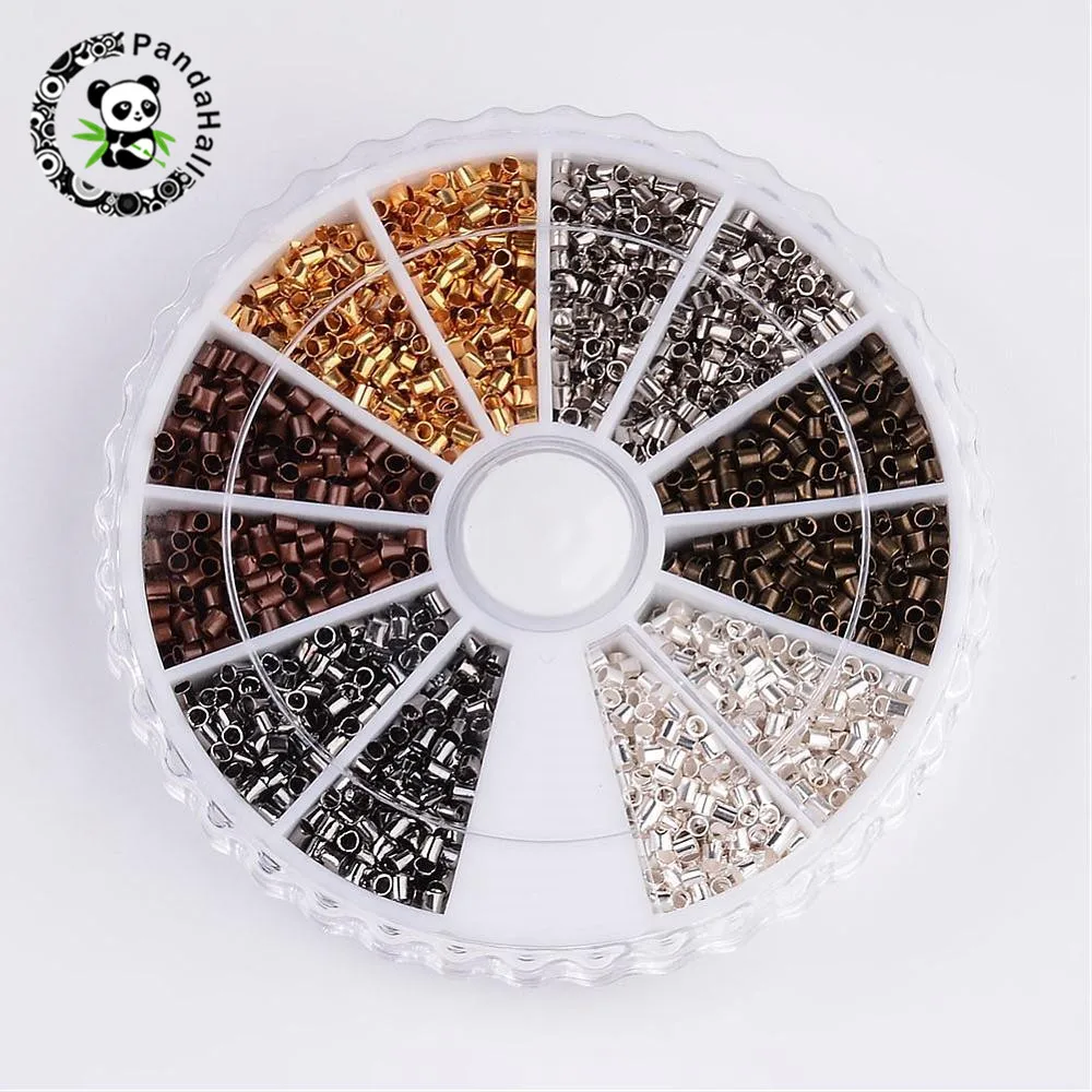 3300pcs/box Mixed Color Tube Brass Crimp Beads Jewelry Findings 1.5x1