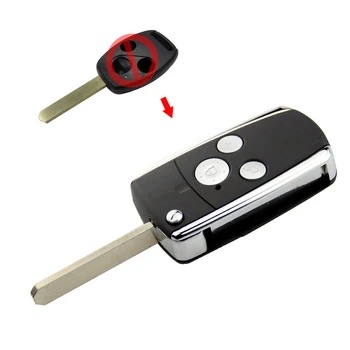 

OkeyTech Folding Remote Car Key Shell Fob Case for Honda Accord CRV Civic Fit Flip 3 Buttons Car Key Replacement Uncut Blade