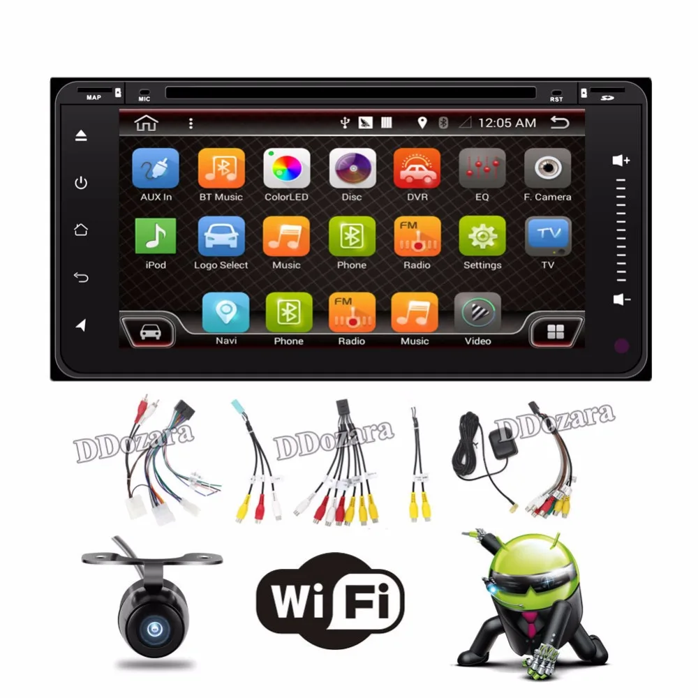  Quad Core car dvd android 4.4 double din gps navigation Wifi+Bluetooth+Radio for Toyota Hilux Camry Corolla Prado RAV4 