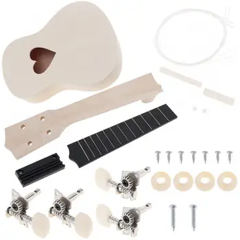 

21 Inch Ukulele DIY Kit Basswood Hawaii Guitar with Heart Shape Hole for Handwork Painting Perfect Parents-child Campaign