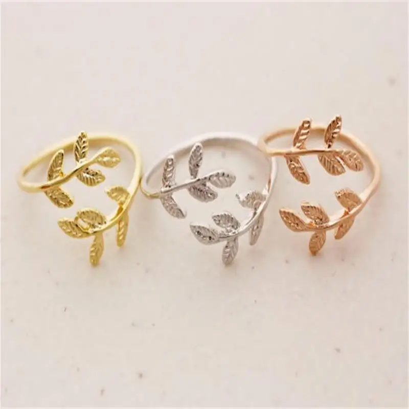 

Fashion leaves rings, branches around the opening rings color