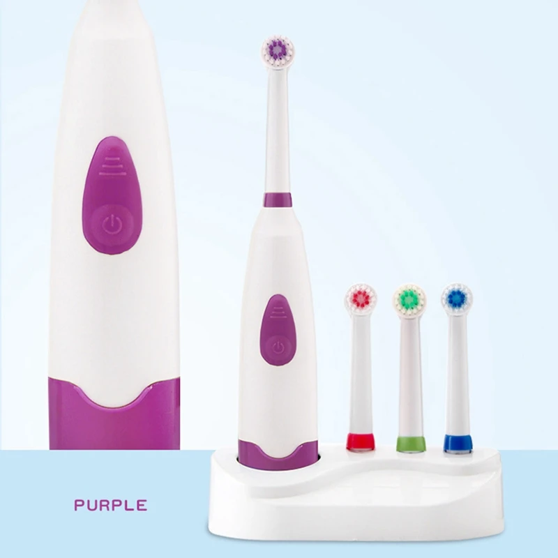Новая электрическая вращающаяся зубная щетка для малышей с 4 сменными головками Мягкая зубная щетка для детей