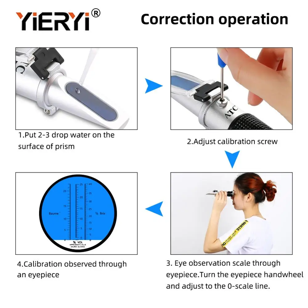 Дешево Yieryi 3 в 1 ручной Виноград и алкоголь вина рефрактометр (БРИКС, Баум и W25V V весы) с черной сумкой