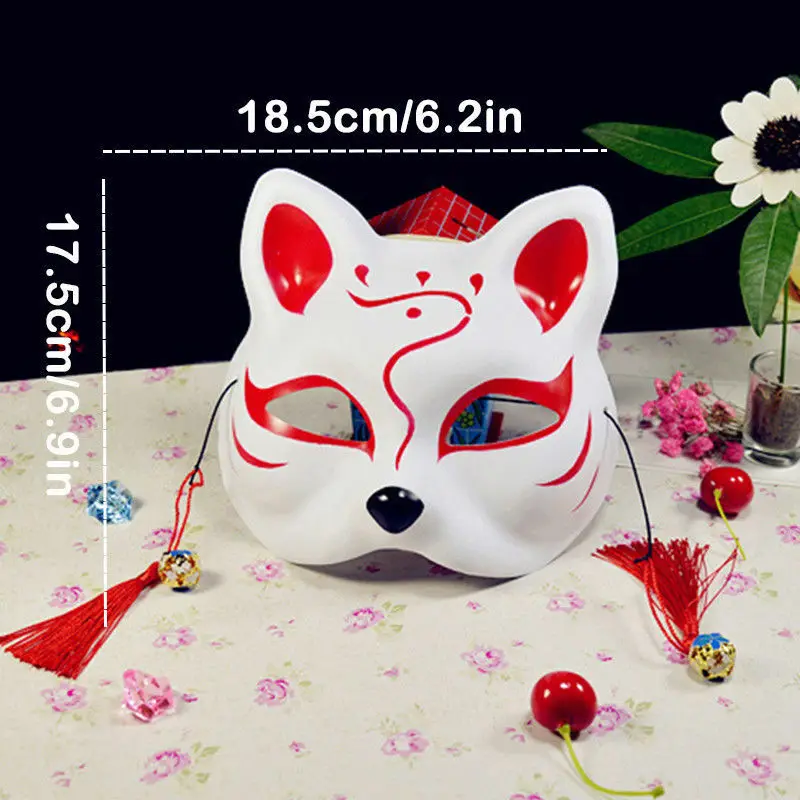 Мода Аниме Half Face Fox Mask ручная роспись Kitsune Хэллоуин вечерние Косплей 1 шт