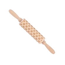 Деревянная Выгравированная рельефная рождественская ёлка, Олень Снежинка Скалка палка тесто ролик кухонный инструмент влагостойкий