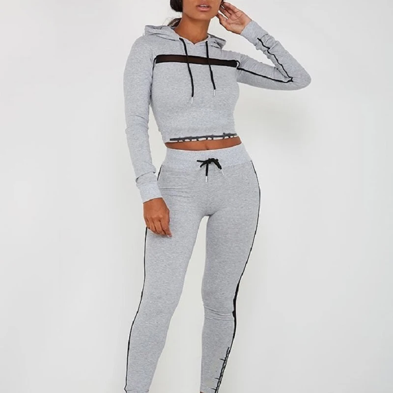 Beste YD Mesh sport pak vrouwen Hooded sweater sportkleding voor vrouwen gym yoga leggings trekkoord lange mouw workout yoga set