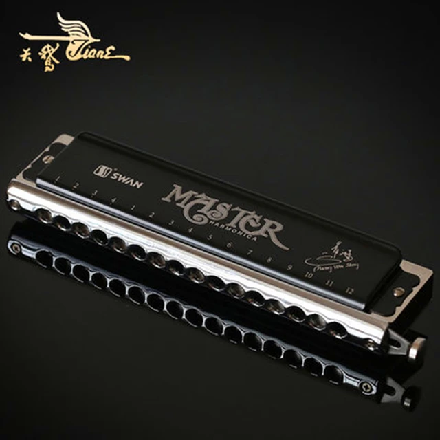 Cheap 2016 New Swan Chromatic Harmonica 16 Black color Armonica a Bocca gaita 16 Hole 64 Tune Mouth Ogan brand Swan mundHarmonika