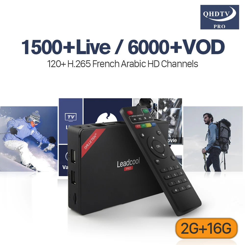 

H.265 IPTV Subscription Arabic French Channels 1 Year QHDTV PRO Code Leadcool Pro Smart Android 6.0 Europe Spain IPTV Box