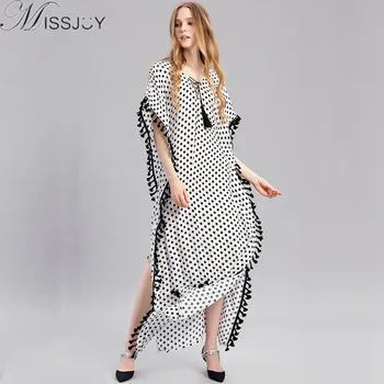 

2018 New Ropa Musulman Mujer Turkish Abayas for Women Dubai Islamic Dress Polka Dot Tassel Muslim Clothing Couple Clothes