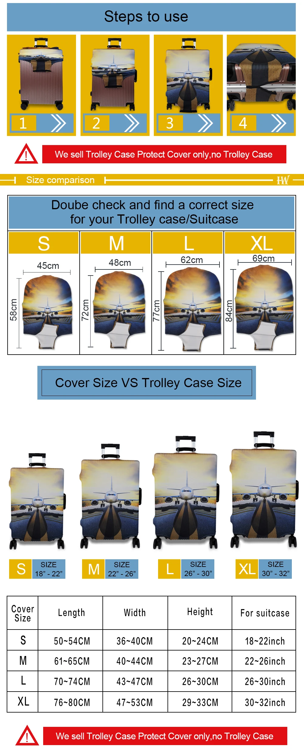 Самолет шаблон эластичный багаж защитный чехол молния костюм для 18-30 дюймов багажник Чехол Путешествия покрытия чемодана сумки